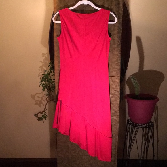 Red Asymmetrical Party Dress - Picture 4 of 4